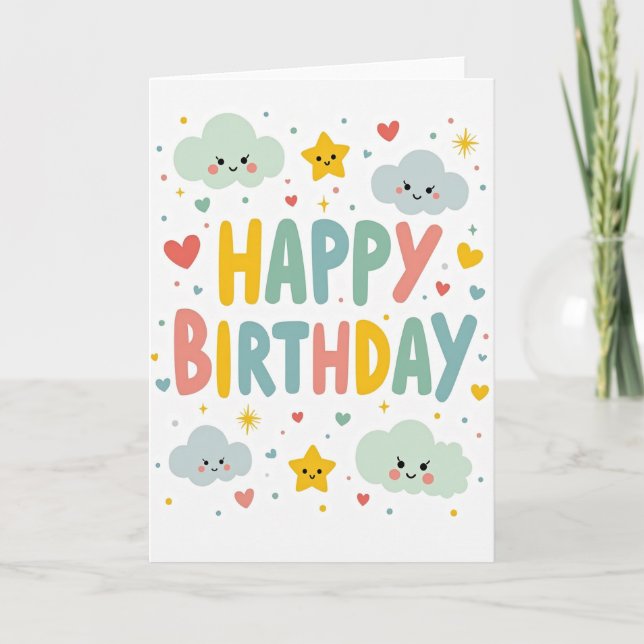Carte d'anniversaire Nuage Pastel (Devant)