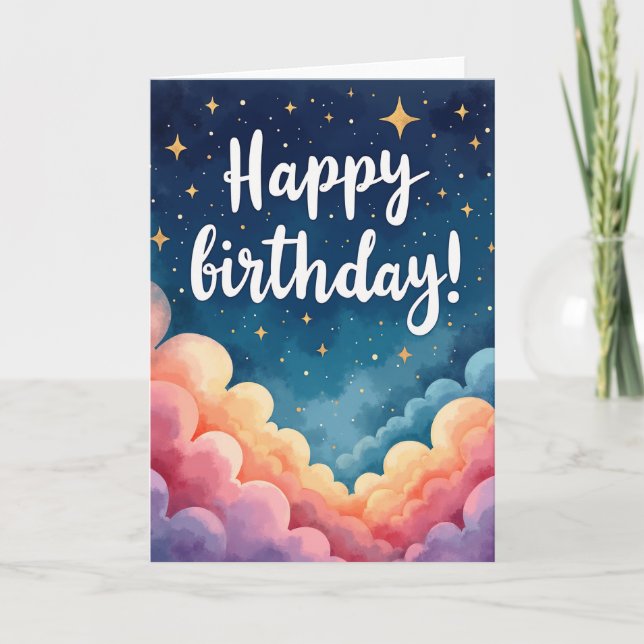 Carte d'anniversaire nuit étoilée (Devant)
