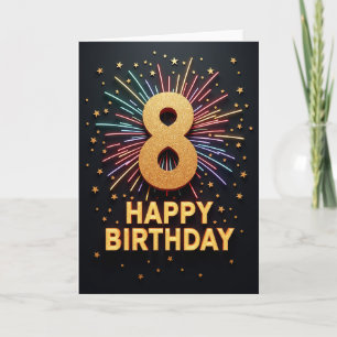 Carte d'anniversaire numéro huit scintillante