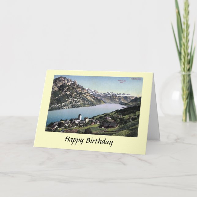 Carte d'anniversaire - Obstalden, Glarus, Suisse. (Devant)