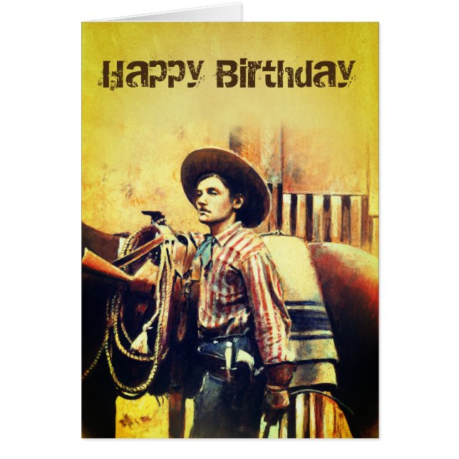 Carte d'anniversaire occidentale sauvage vintage (Devant)