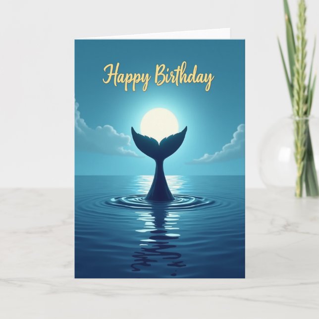 Carte d'anniversaire Océan au Clair de Lune (Devant)