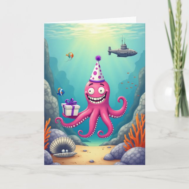 Carte d'anniversaire Océan Fuchsia (Devant)