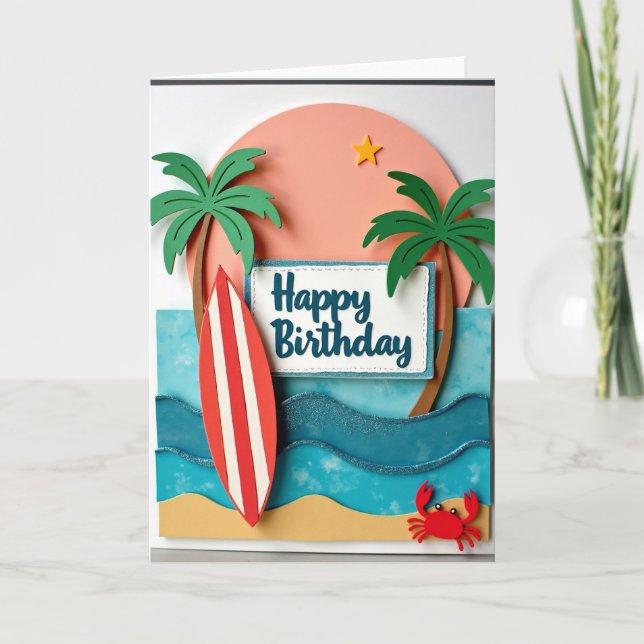 Carte d'anniversaire Océan Pailleté (Devant)