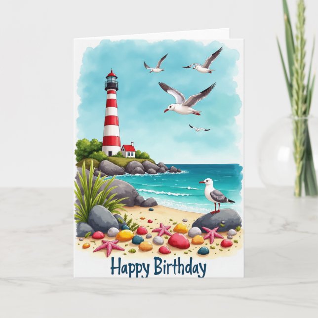 Carte d'anniversaire Océan Tranquille (Devant)