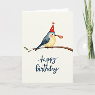 Carte d'anniversaire oiseau à l'aquarelle