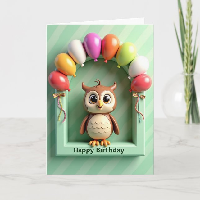 Carte d'anniversaire oiseau adorable (Devant)