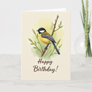 Carte d'anniversaire oiseau aquarelle