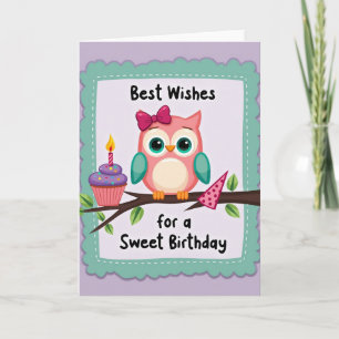 Carte d'anniversaire Oiseau Cupcake