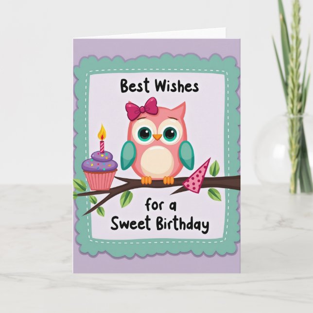 Carte d'anniversaire Oiseau Cupcake (Devant)