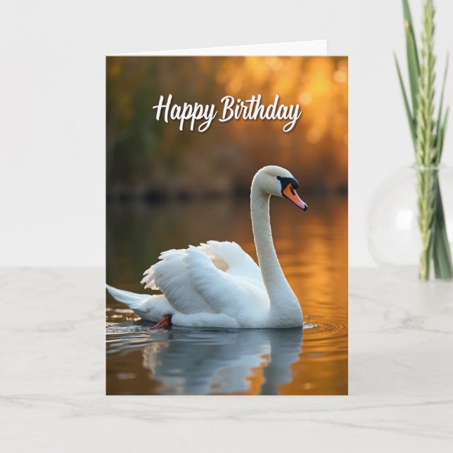 Carte d'anniversaire oiseau d'eau paisible (Devant)
