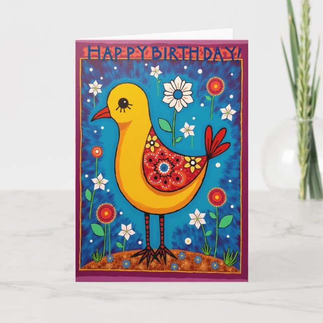 Carte d'anniversaire oiseau douce (Devant)