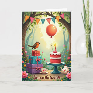 Carte d'anniversaire Oiseau et Cadeaux