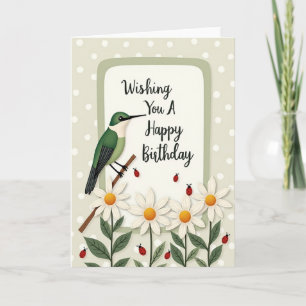 Carte d'anniversaire oiseau et marguerite