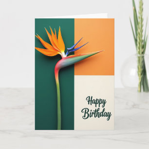 Carte d'anniversaire oiseau fleuri joyeux