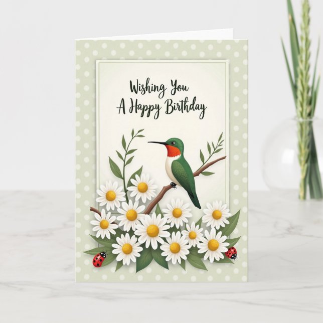 Carte d'anniversaire oiseau floral (Devant)