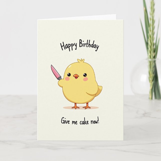 Carte d'anniversaire Oiseau Jaune Doux (Devant)