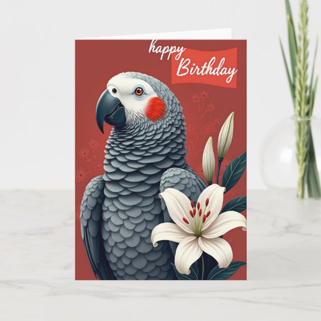 Carte d'anniversaire Oiseau Rouge (Devant)