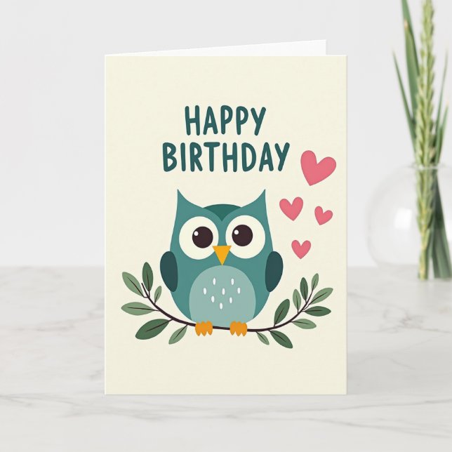 Carte d'anniversaire oiseau sarcelle douce (Devant)