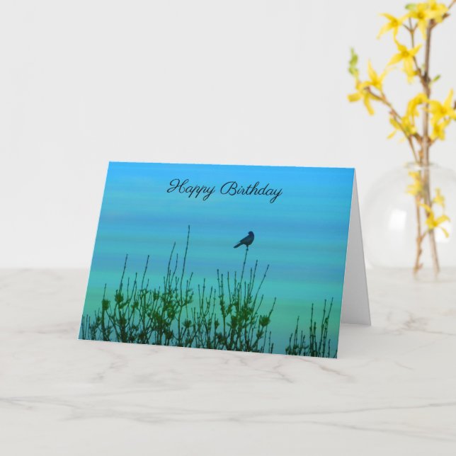 Carte d'anniversaire Oiseau sur un Arbre (Fleur jaune)