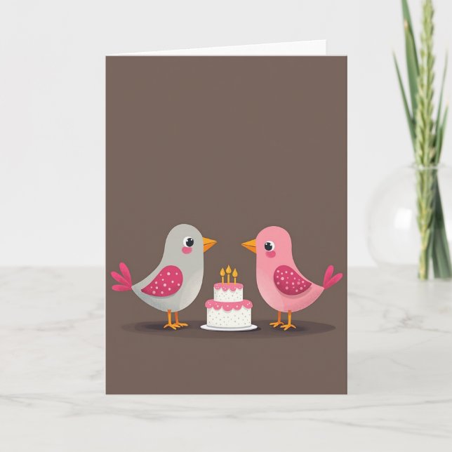 Carte d'anniversaire Oiseaux à pois (Devant)