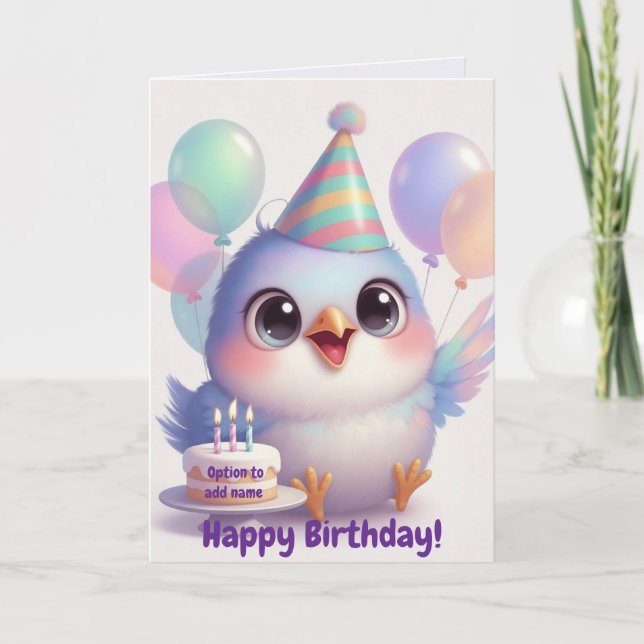 Carte d'anniversaire Oiseaux & Ballons Mignons (Devant)