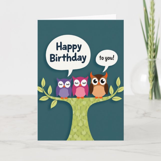 Carte d'anniversaire Oiseaux Chantants (Devant)