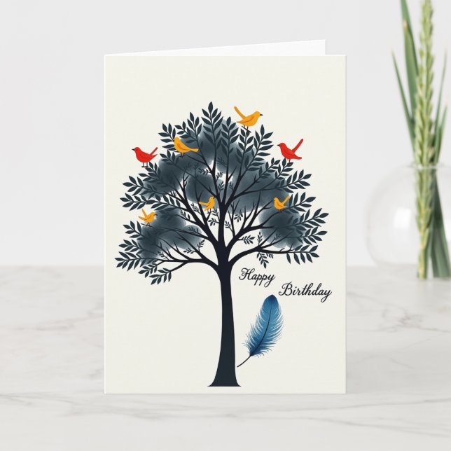 Carte d'anniversaire Oiseaux Colorés (Devant)