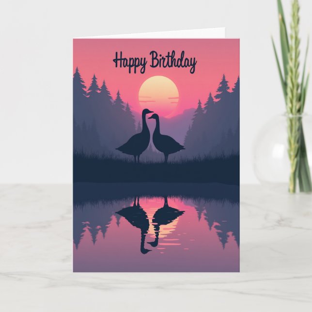 Carte d'anniversaire oiseaux crépusculaires aimant (Devant)