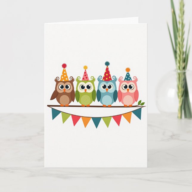 Carte d'anniversaire Oiseaux de fête (Devant)