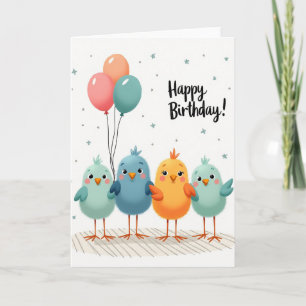 Carte d'anniversaire Oiseaux dodus