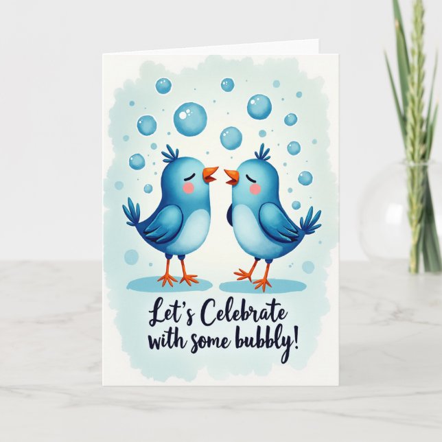 Carte d'anniversaire Oiseaux doux (Devant)