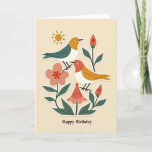 Carte d'anniversaire Oiseaux doux