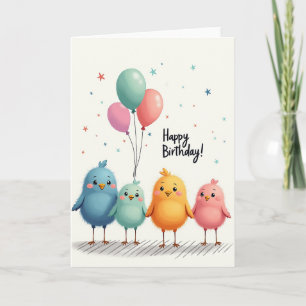 Carte d'anniversaire Oiseaux Doux et Douillets