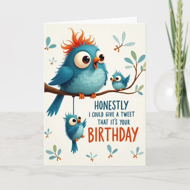 Carte d'anniversaire Oiseaux Enjoués (Devant)