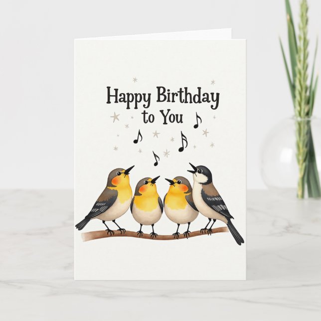Carte d'anniversaire Oiseaux Joyeux (Devant)