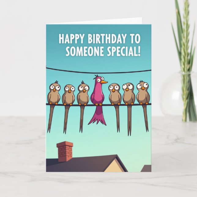 Carte d'anniversaire Oiseaux joyeux perchés (Devant)