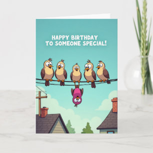 Carte d'anniversaire Oiseaux sur Fil enjoués