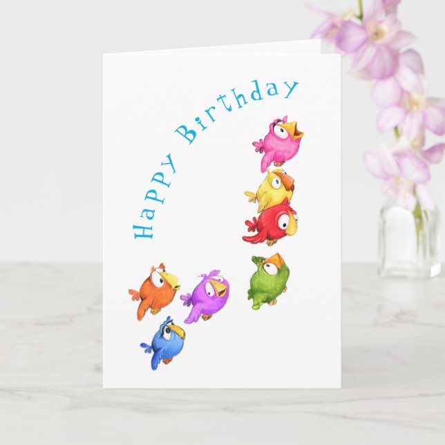 Carte d'anniversaire Oiseaux volants Colorés (Orchidée)
