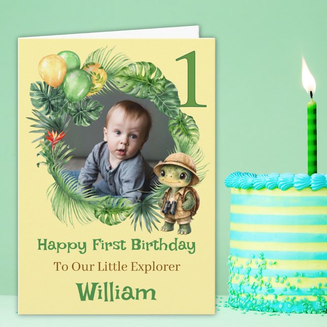 Carte d'anniversaire One Photo Little Explorer 1er (Créateur téléchargé)