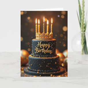 Carte d'anniversaire Or Noir Luxueux