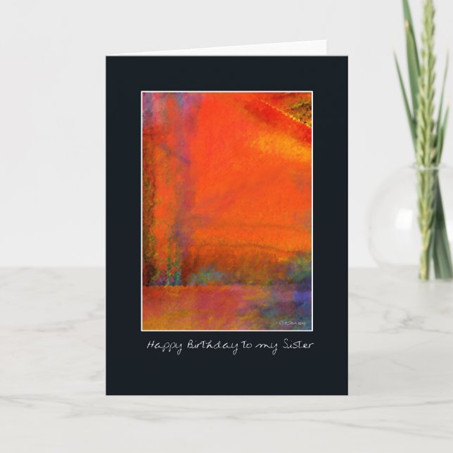 Carte d'anniversaire orange abstraite de peinture (Devant)