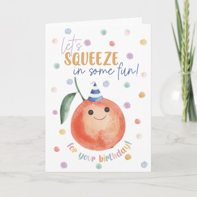 Carte d'anniversaire orange – Faisons rentrer un p (Devant)