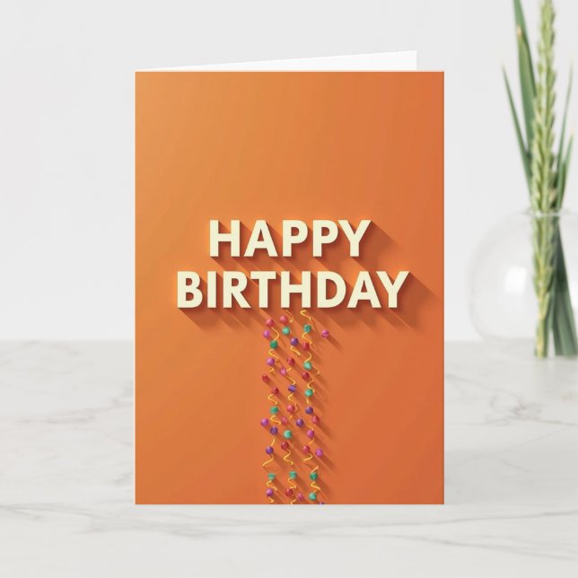 Carte d'anniversaire orange festive (Devant)