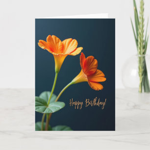 Carte d'anniversaire orange floraison vibrante