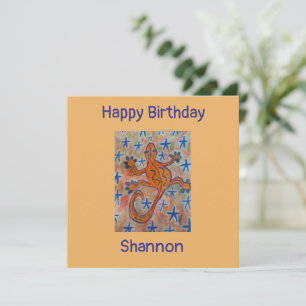 Carte d'anniversaire Orange Gecko Flat