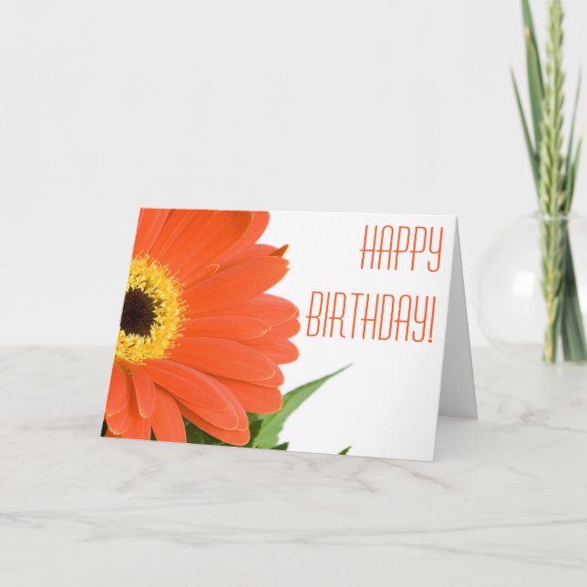 Carte d'anniversaire Orange Gerbera Daisy (Devant)