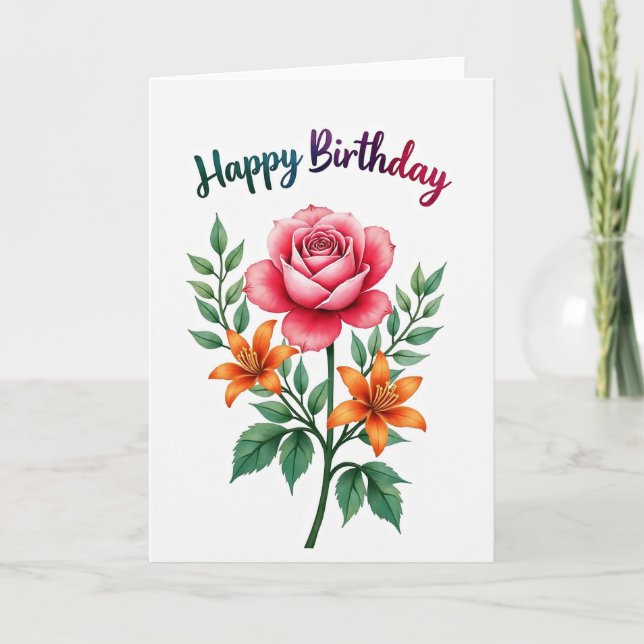 Carte d'anniversaire Orange Lily (Devant)