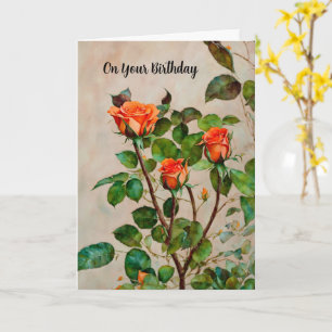 Carte d'anniversaire Orange Rose Garden Art