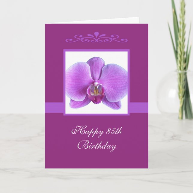 Carte d'anniversaire orchidée 85e (Devant)